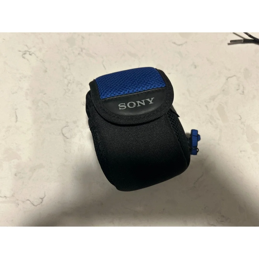 Sony Camera Carrying Case Black Blue Padded Pouch with Shoulder Strap Belt Loop
